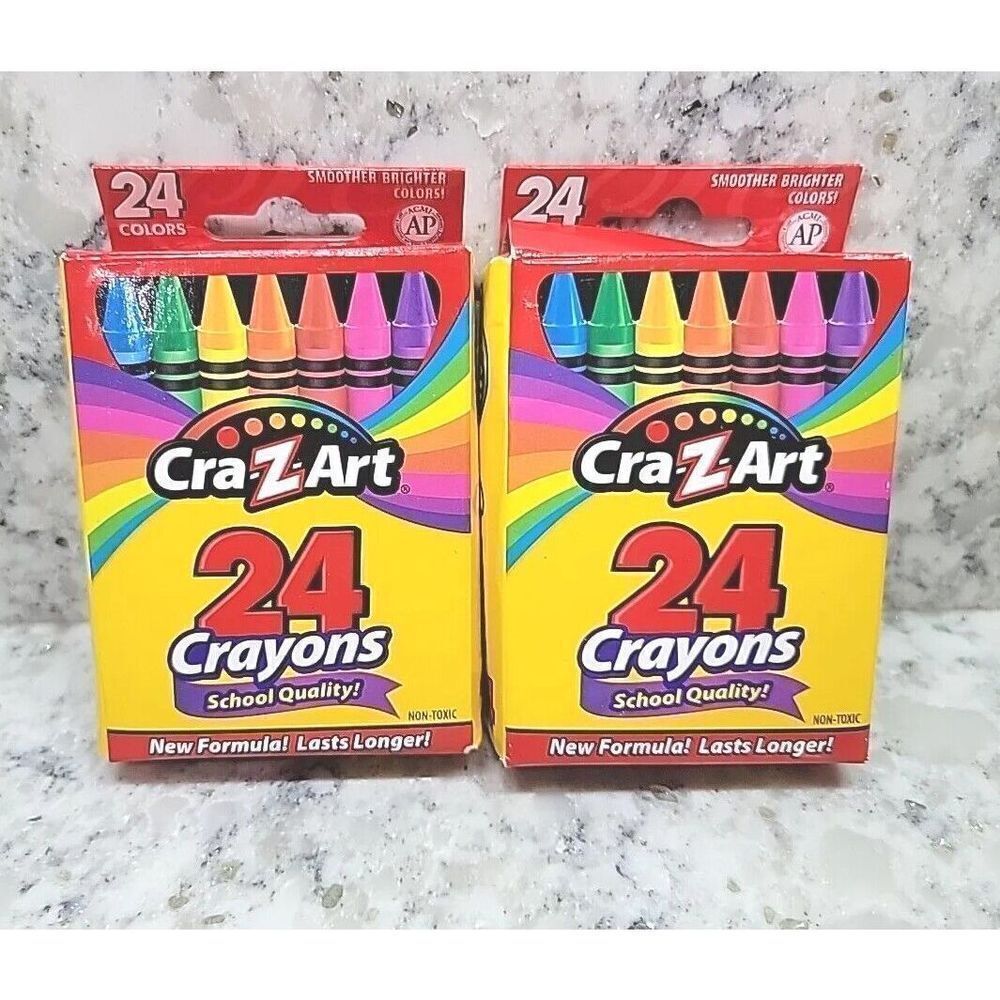 Cra-Z-Art 24 Count Smoother Brighter Colors Crayons - Set Of 2 NEW